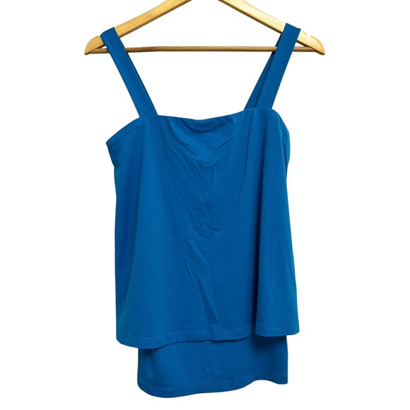 Susana Monaco Tank Top Cami Womens Large Blue Supplex Nylon Spandex Made in USA - Picture 1 of 7